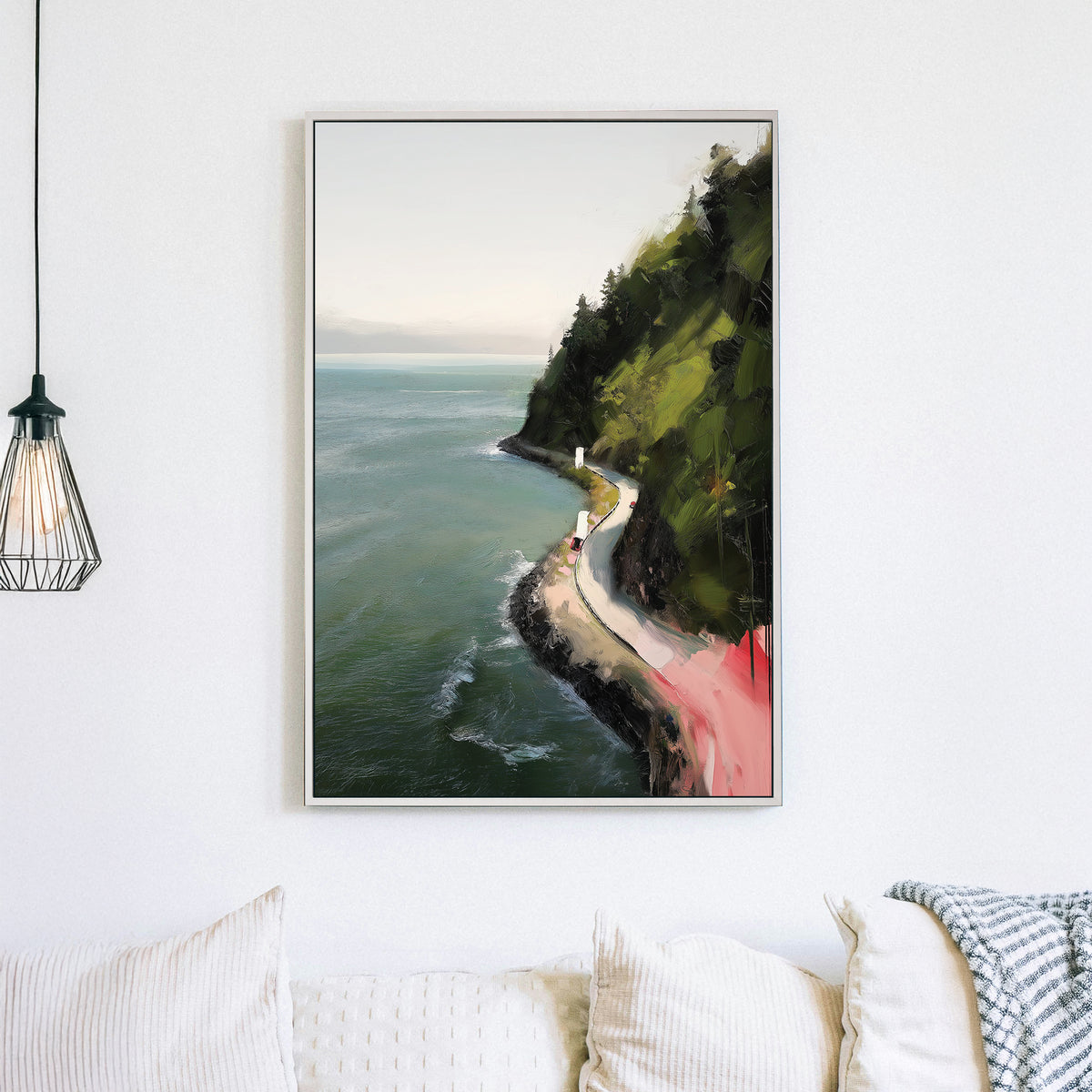 coastal vancouver cliff road wall art with ocean view