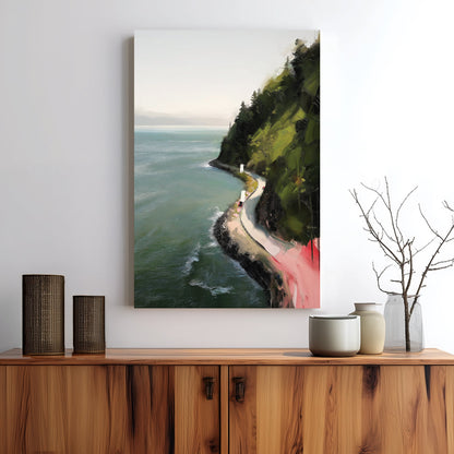 coastal vancouver cliff road wall art with ocean view