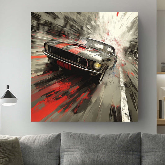 Black Mustang #247 Canvas Wall Art & Metal Prints