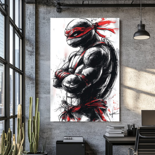 Raphael, Ninja Turtles wall art in graphic sketch style