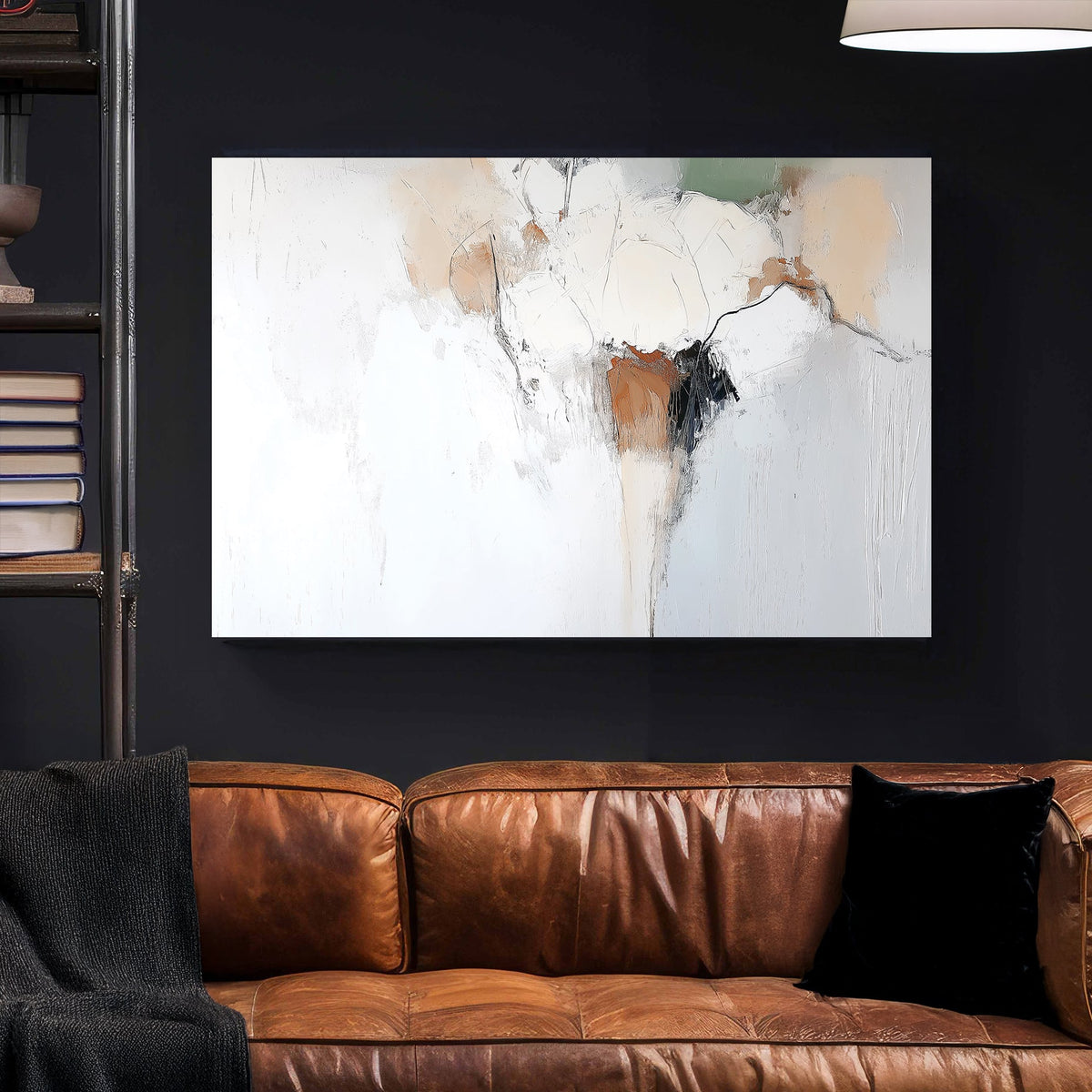neutral textured abstract wall art in beige and white tones