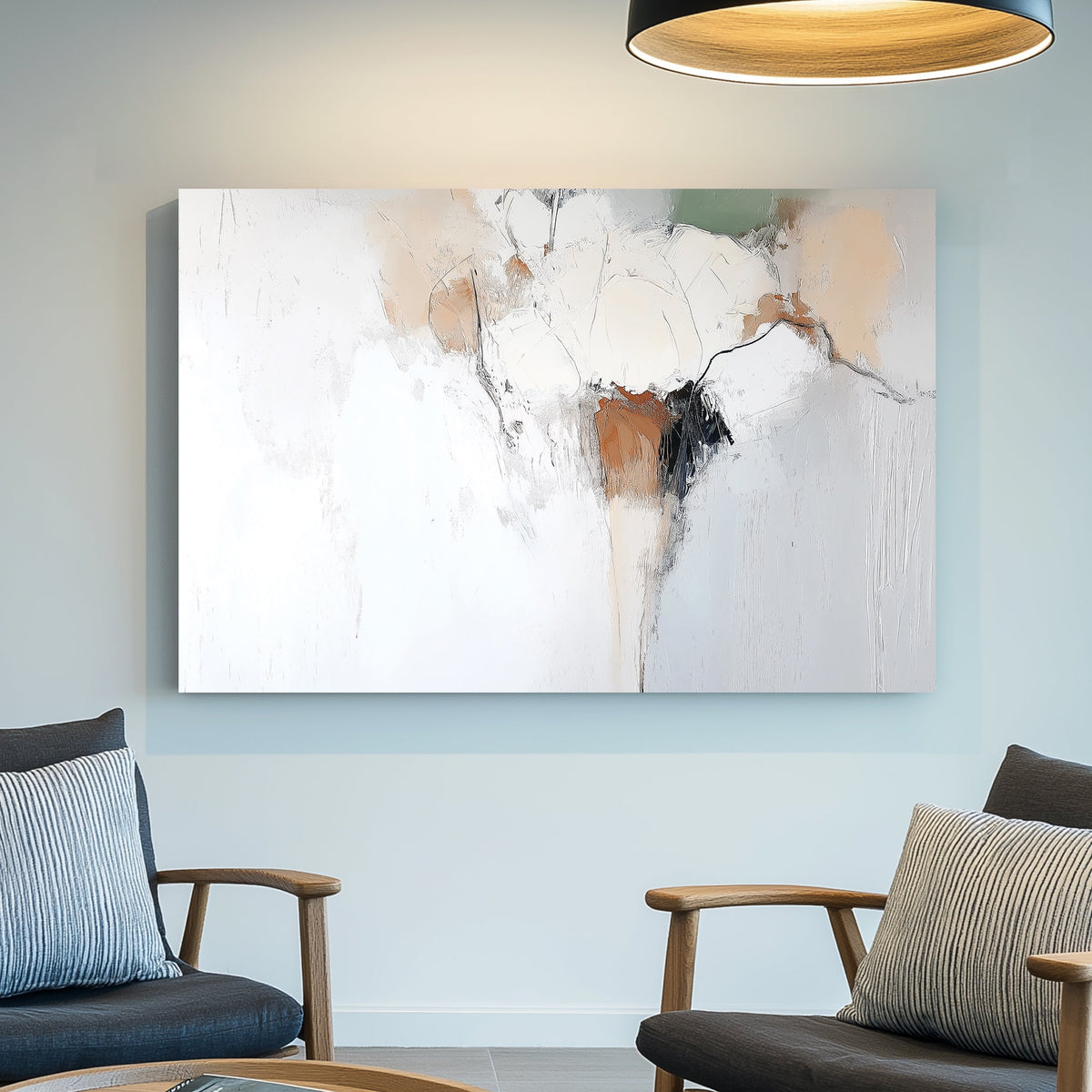 neutral textured abstract wall art in beige and white tones