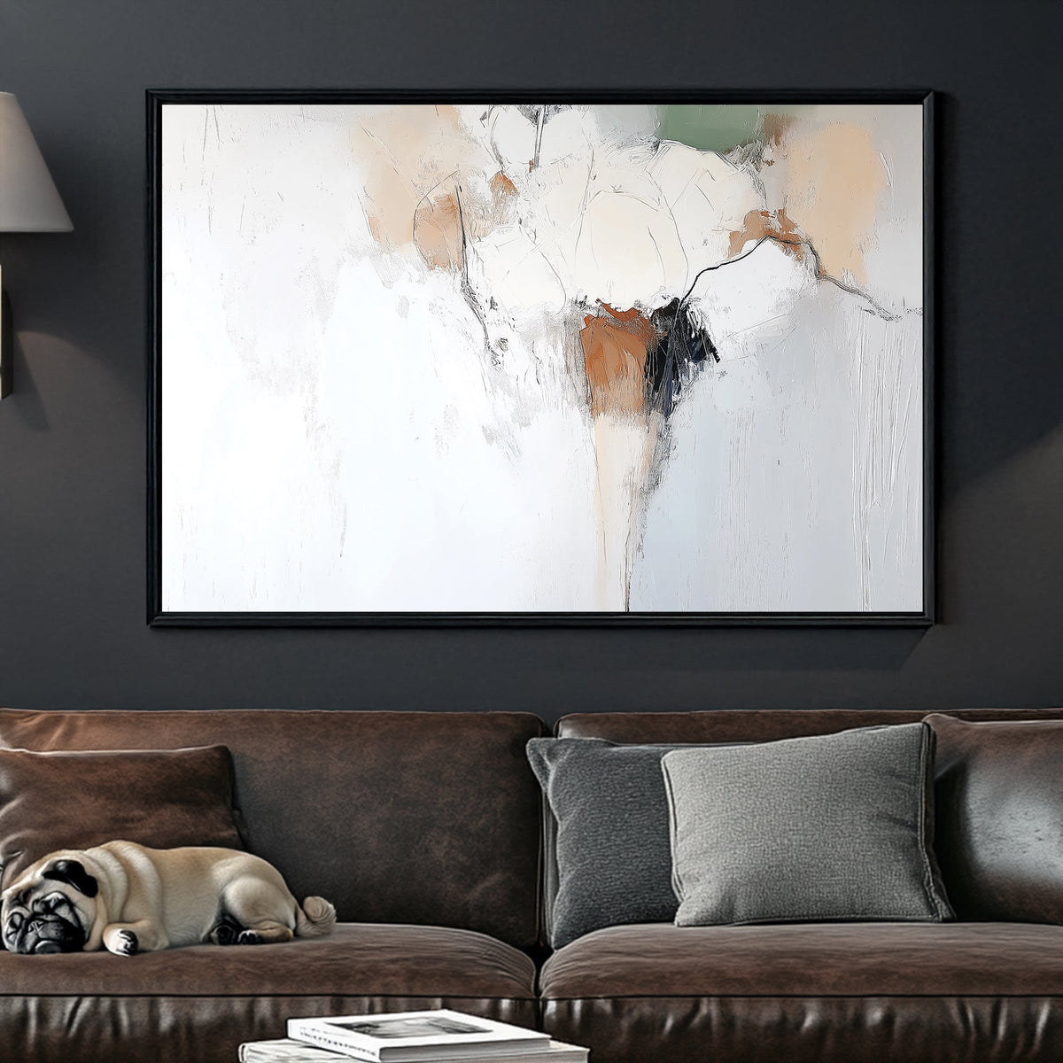 neutral textured abstract wall art in beige and white tones