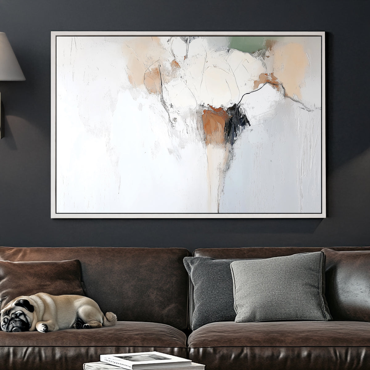 neutral textured abstract wall art in beige and white tones