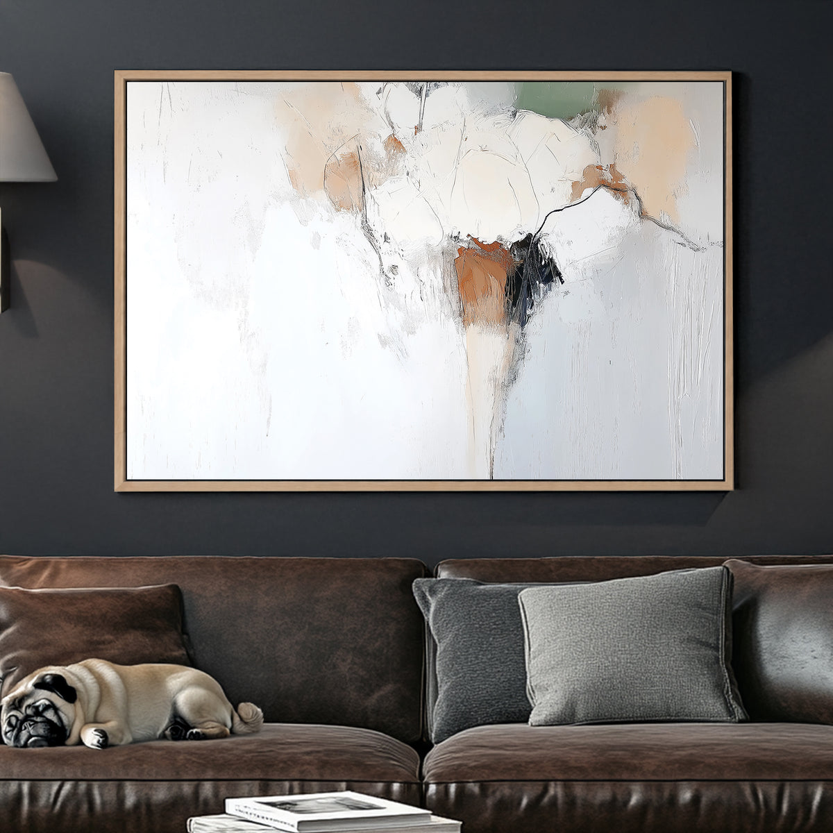 neutral textured abstract wall art in beige and white tones