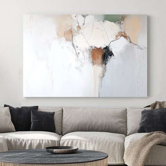 neutral textured abstract wall art in beige and white tones