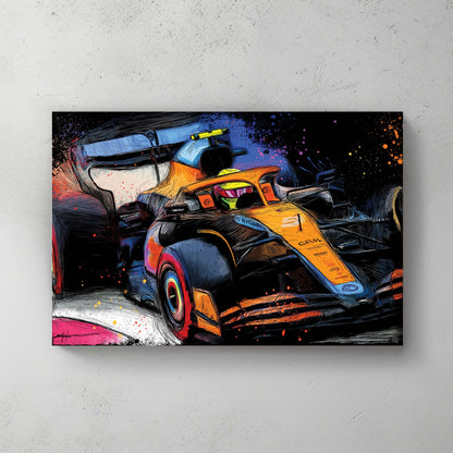 graffiti-style McLaren formula 1 racing car wall art