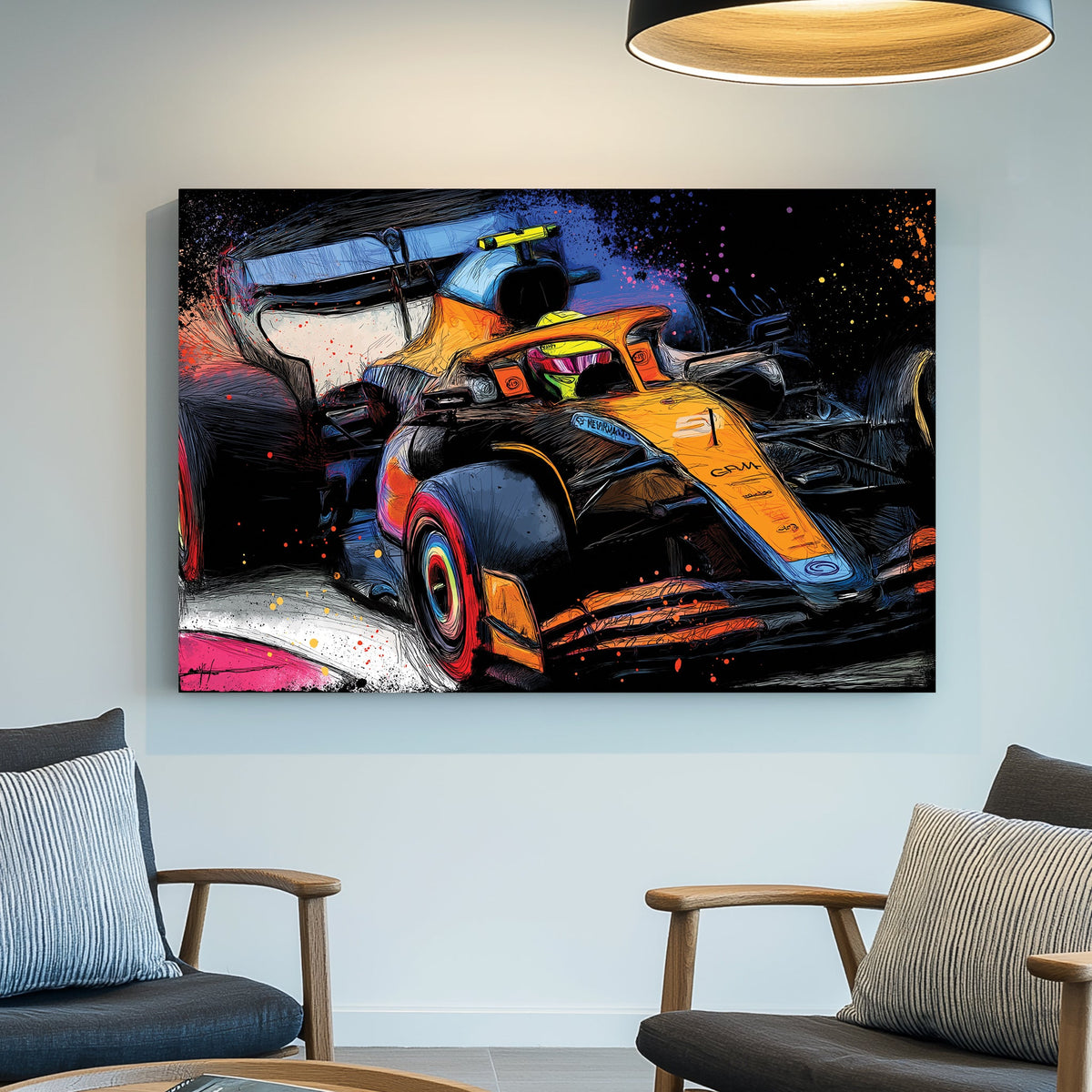 graffiti-style McLaren formula 1 racing car wall art