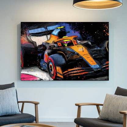 graffiti-style McLaren formula 1 racing car wall art