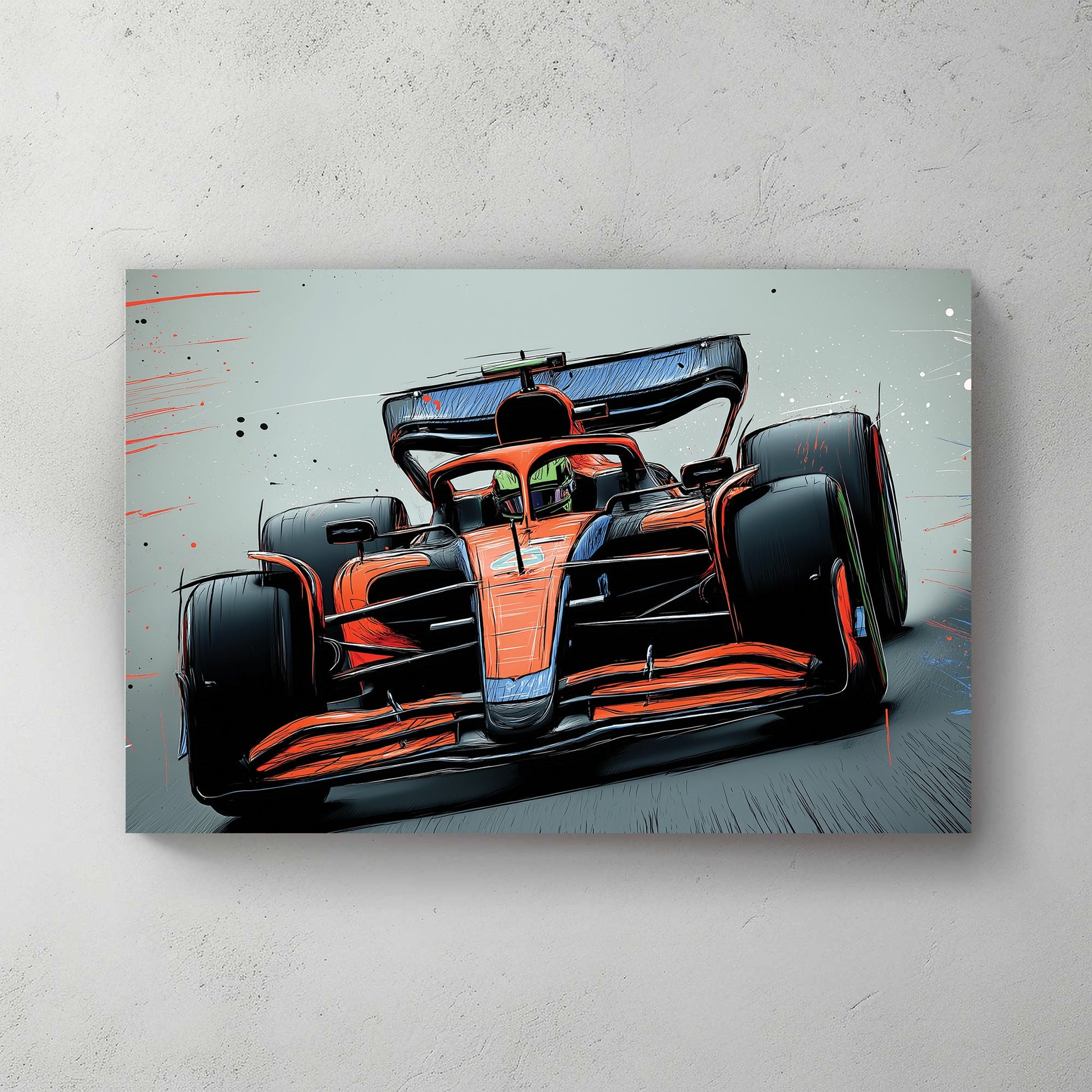 McLaren F1 racing wall art with red and black speed lines