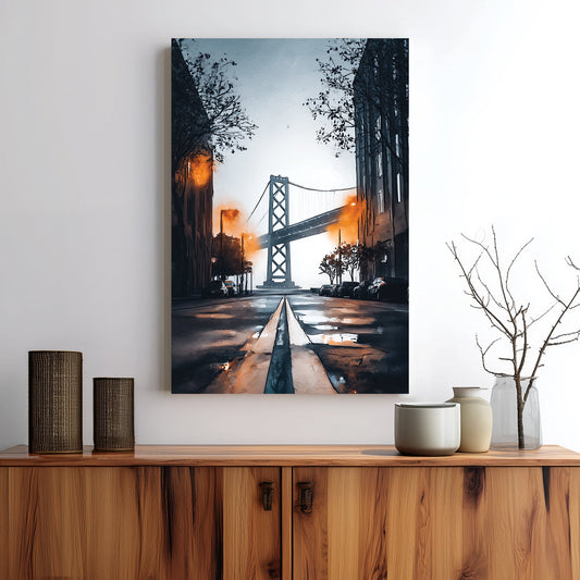 bay bridge street view cityscape wall art