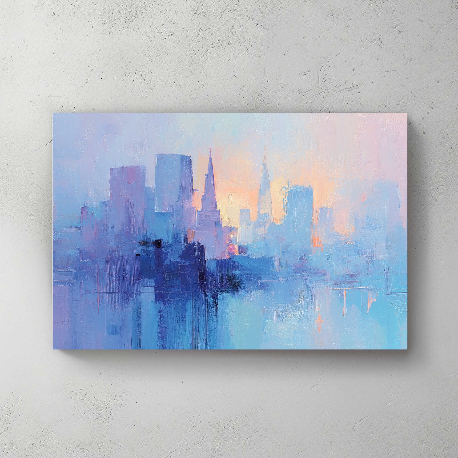 pastel city skyline abstract wall art