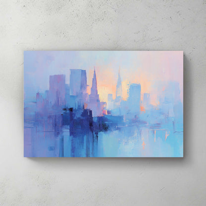 pastel city skyline abstract wall art