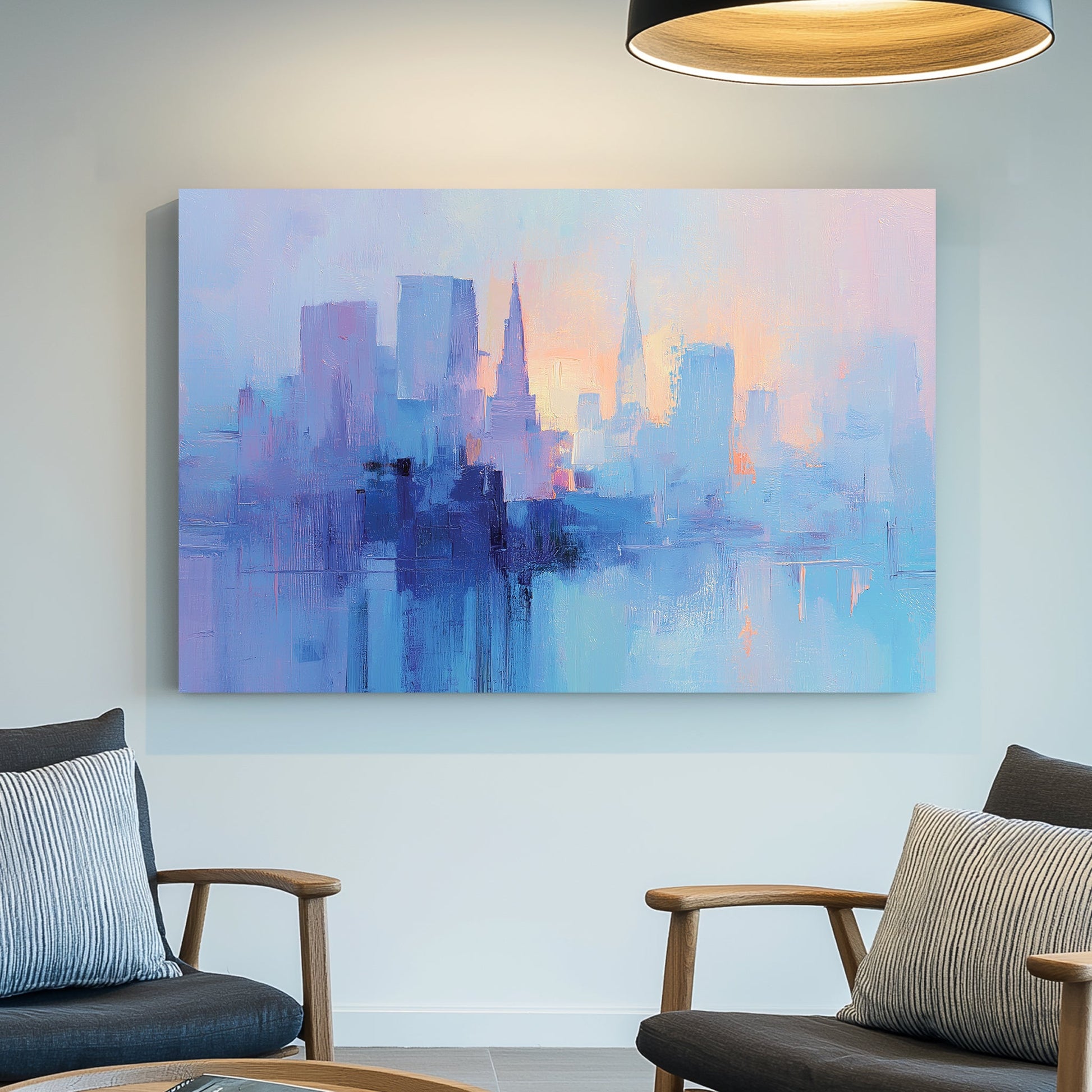 pastel city skyline abstract wall art