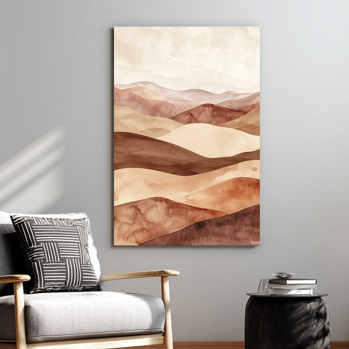minimal wall art of desert hills abstract in warm earth tones