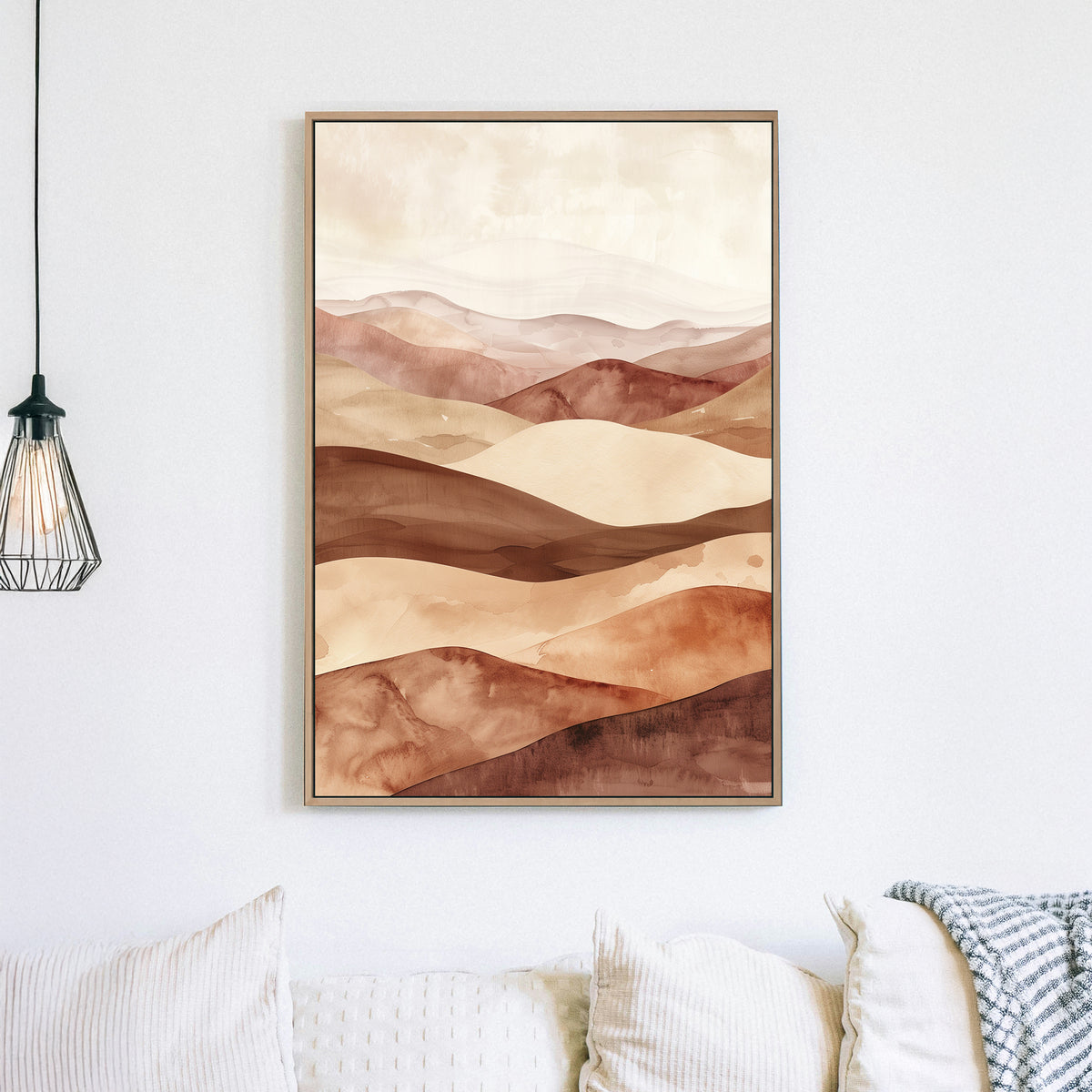minimal wall art of desert hills abstract in warm earth tones