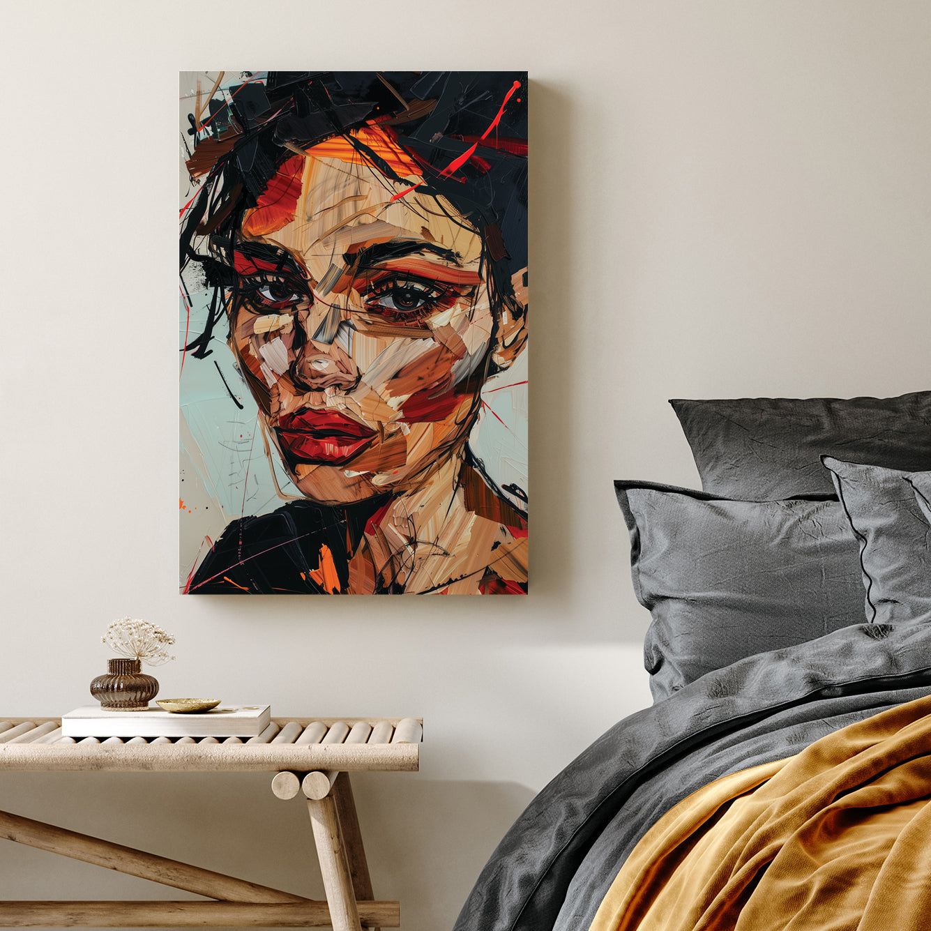 abstract portrait of a woman with expressive brushstrokes wall art