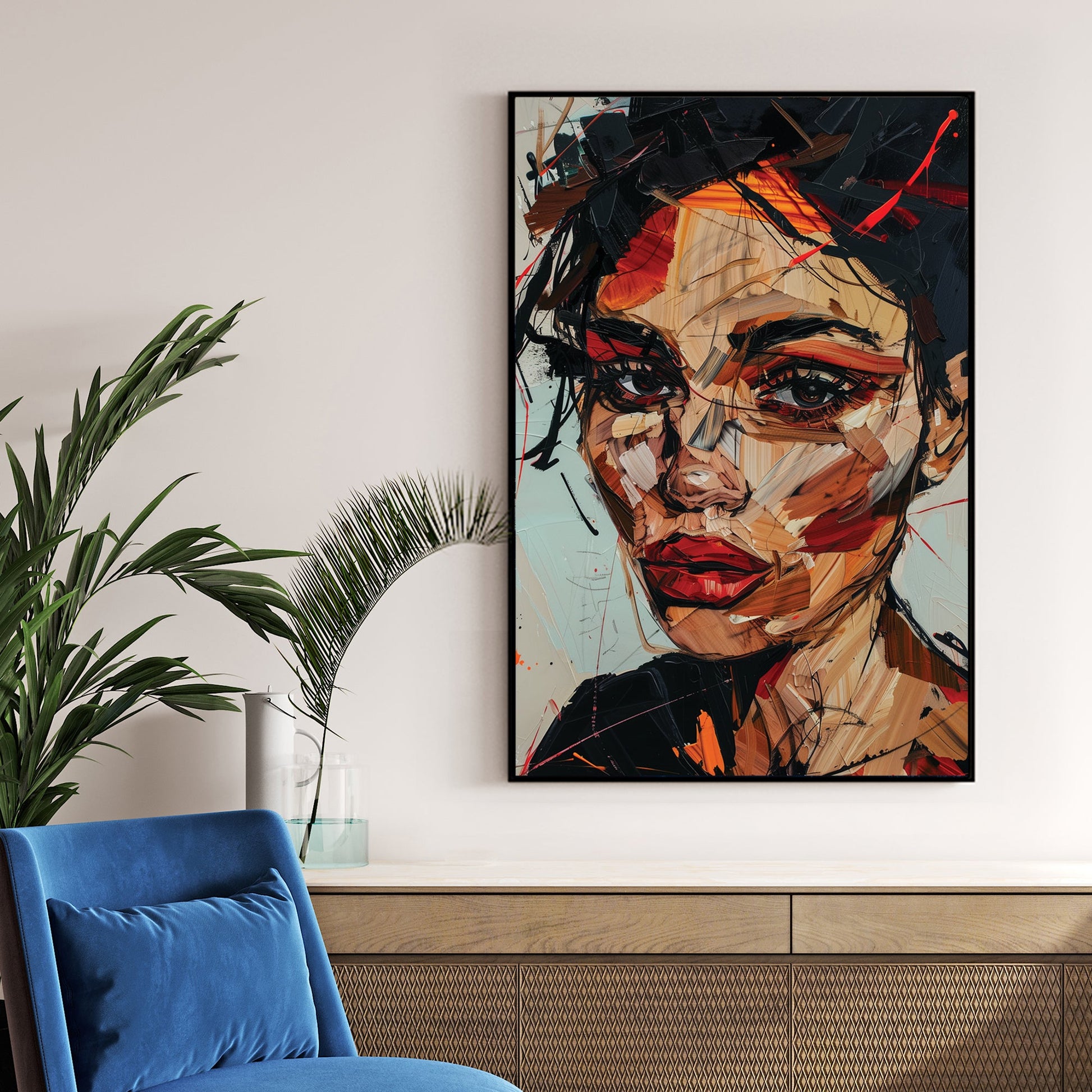 abstract portrait of a woman with expressive brushstrokes wall art