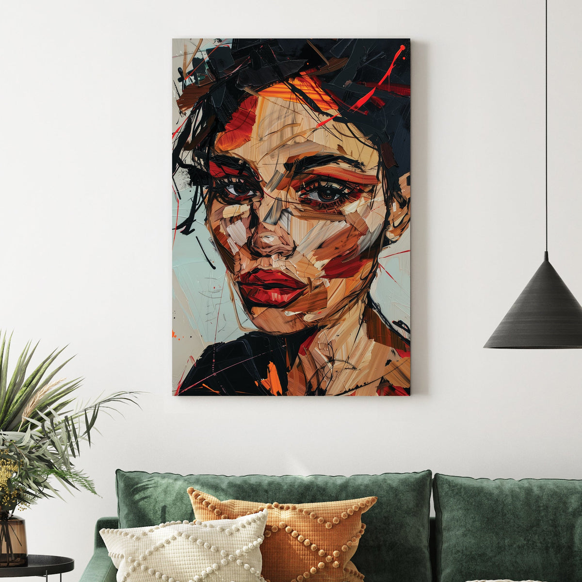 abstract portrait of a woman with expressive brushstrokes wall art