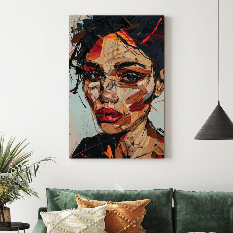 abstract portrait of a woman with expressive brushstrokes wall art