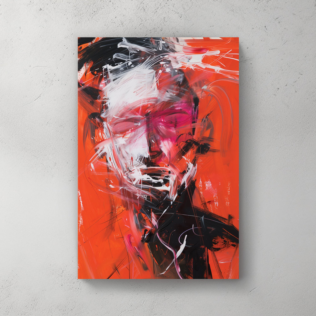 abstract red portrait expressionist wall art