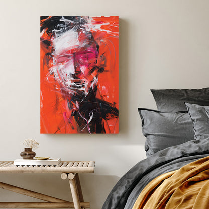 abstract red portrait expressionist wall art