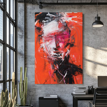 abstract red portrait expressionist wall art