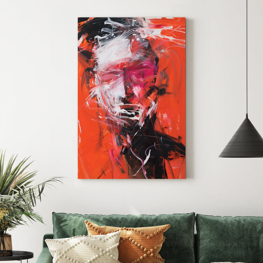 abstract red portrait expressionist wall art