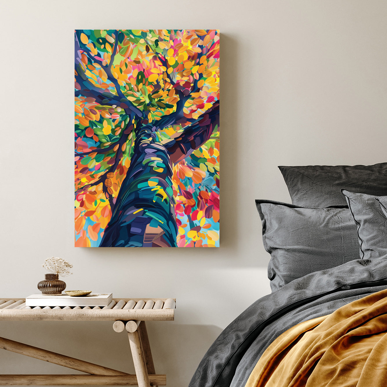 colourful tree canopy abstract wall art