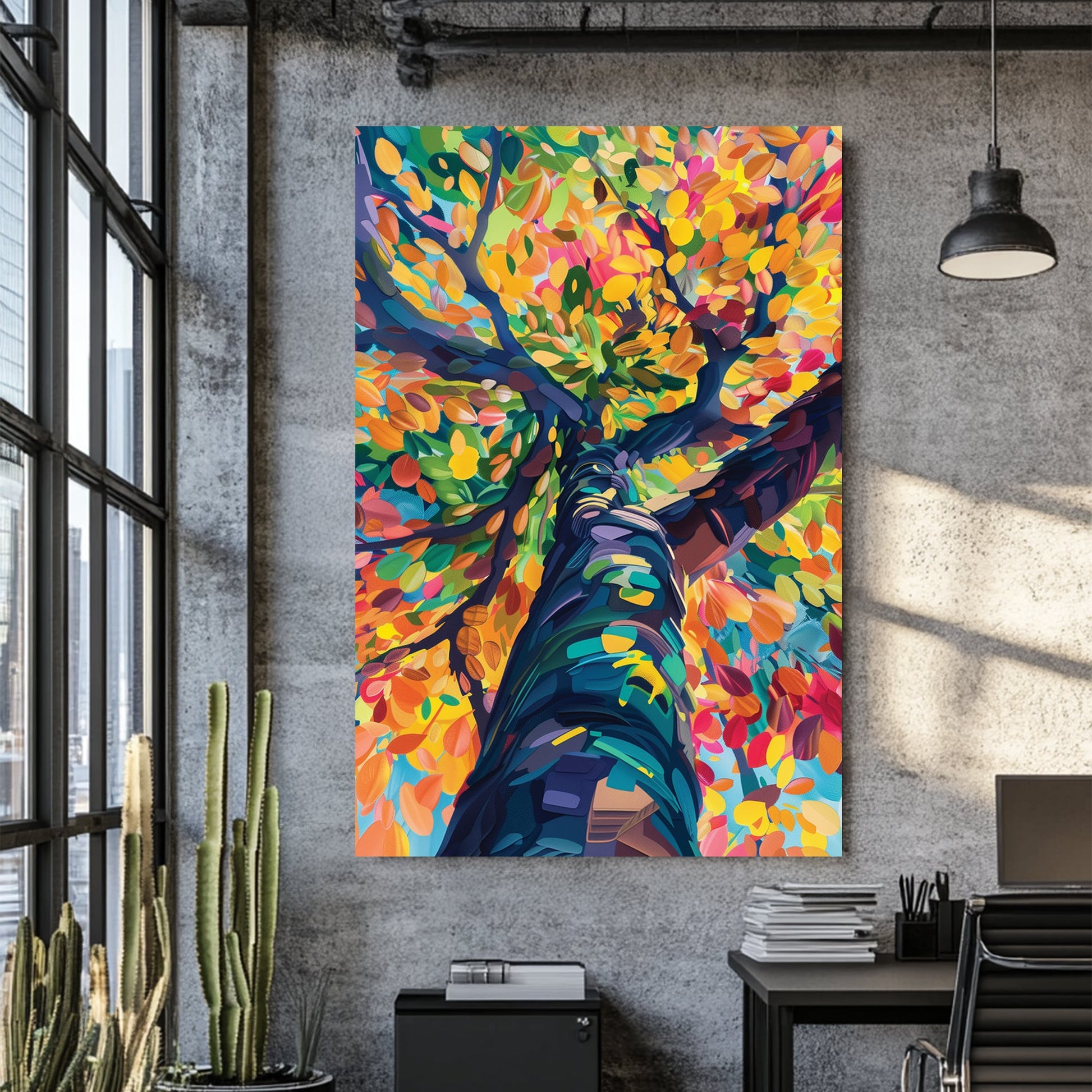 colourful tree canopy abstract wall art