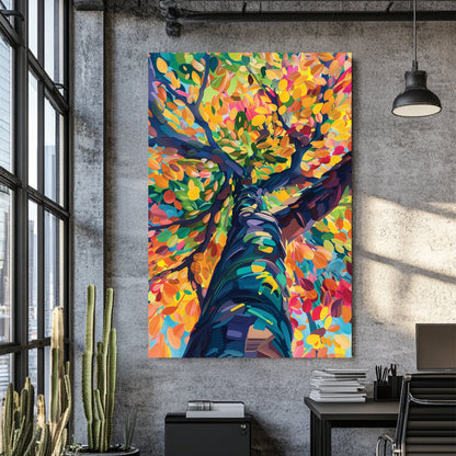 colourful tree canopy abstract wall art