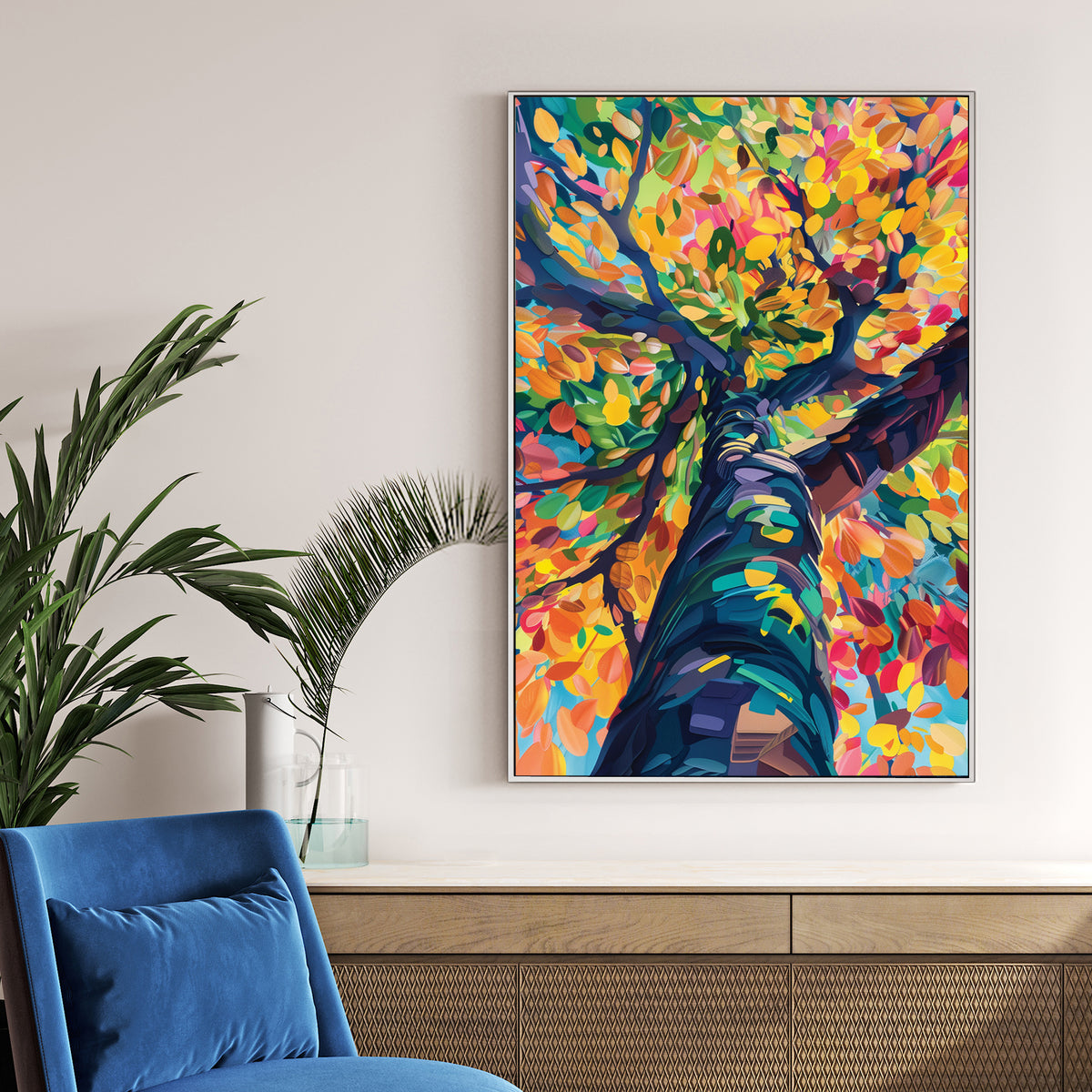 colourful tree canopy abstract wall art