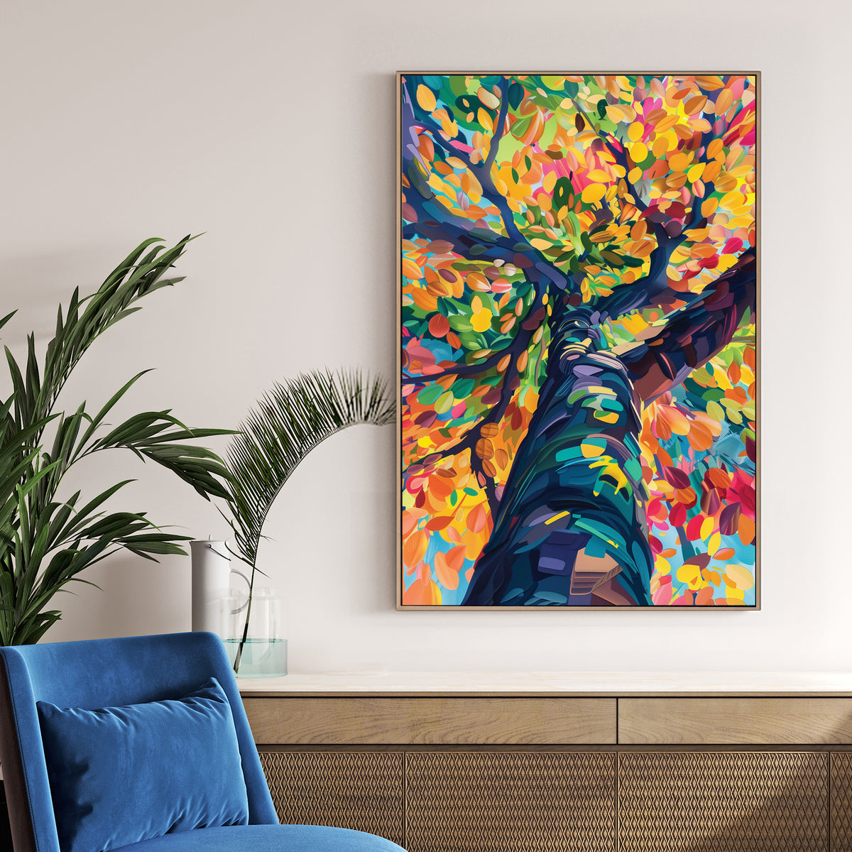 colourful tree canopy abstract wall art