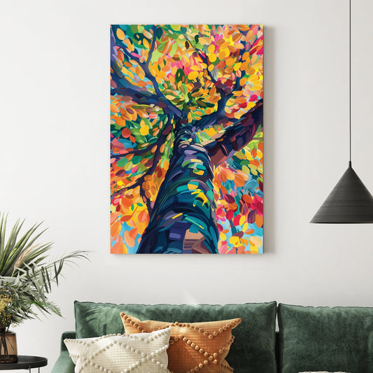 colourful tree canopy abstract wall art