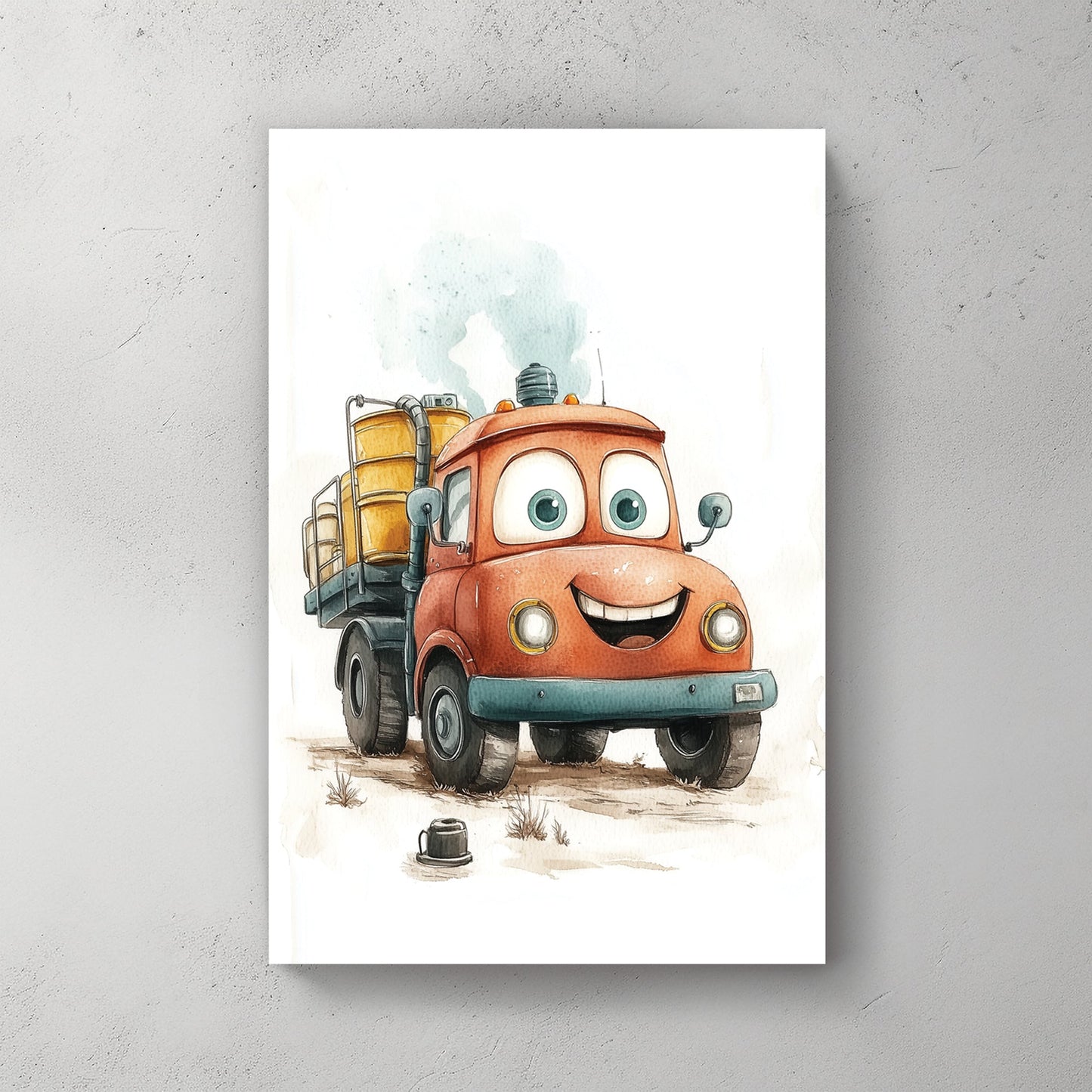 smiling cartoon truck wall art for kids rooms
