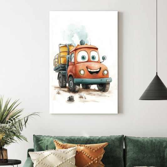 smiling cartoon truck wall art for kids rooms