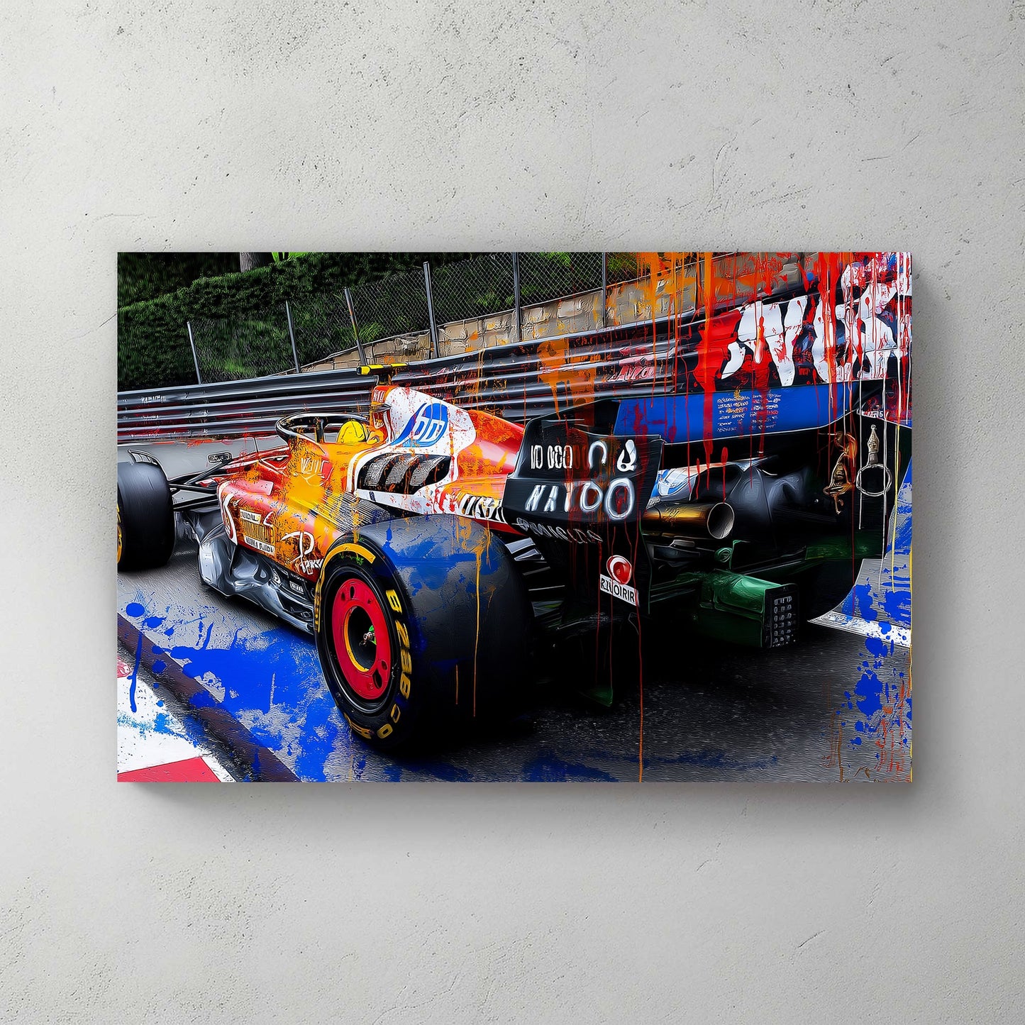 graffiti-style F1 Ferrari race car wall art