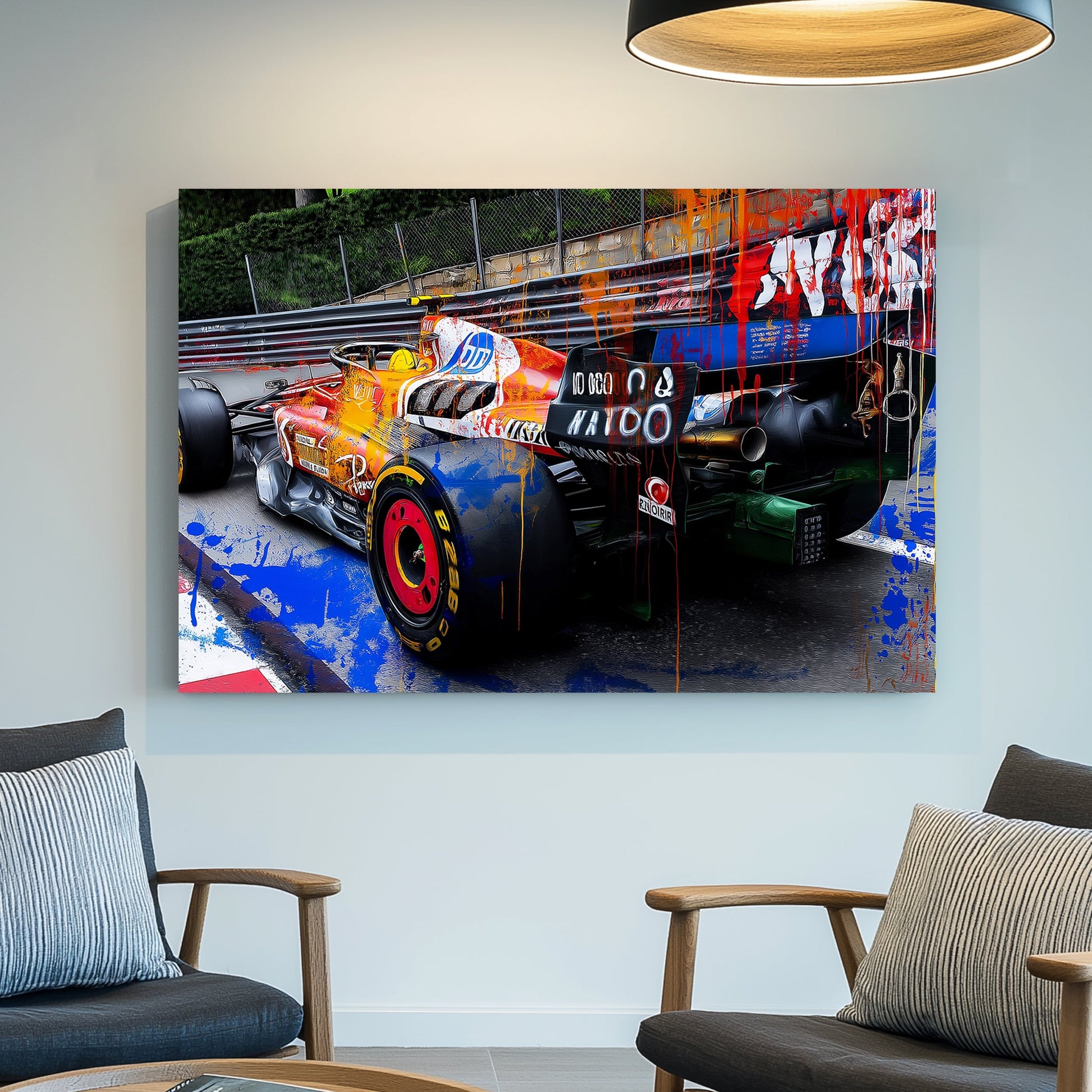 graffiti-style F1 Ferrari race car wall art