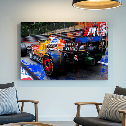 graffiti-style F1 Ferrari race car wall art