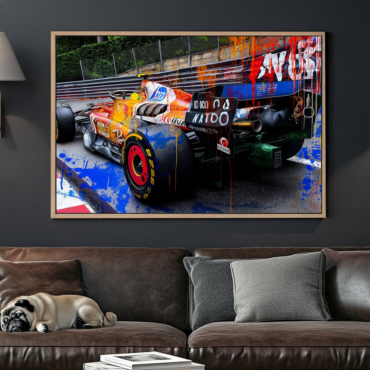 graffiti-style F1 Ferrari race car wall art