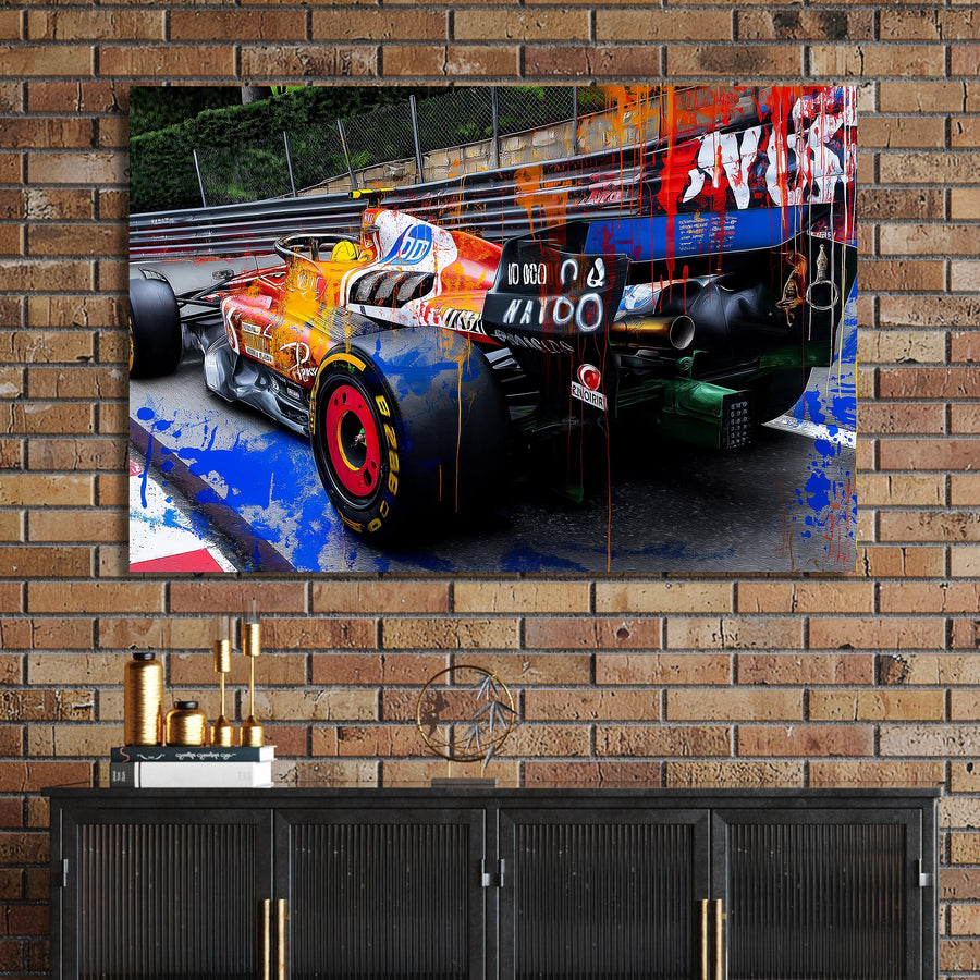 graffiti-style F1 Ferrari race car wall art