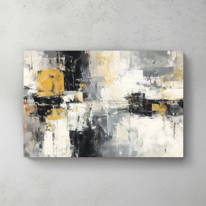 abstract grey and yellow textured wall art