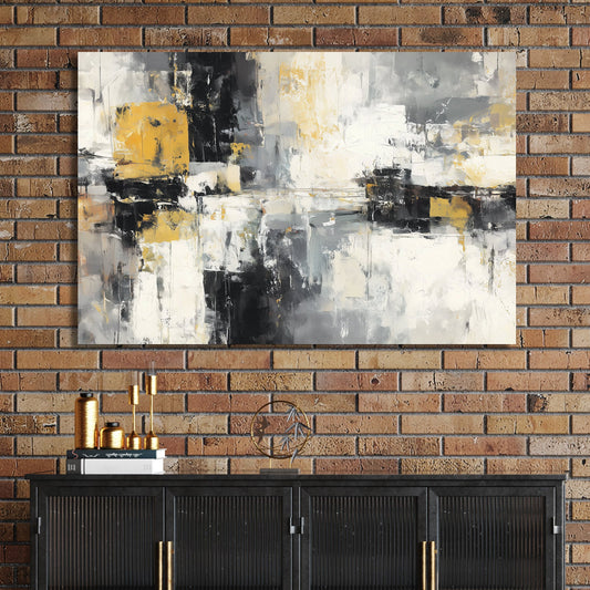 abstract grey and yellow textured wall art