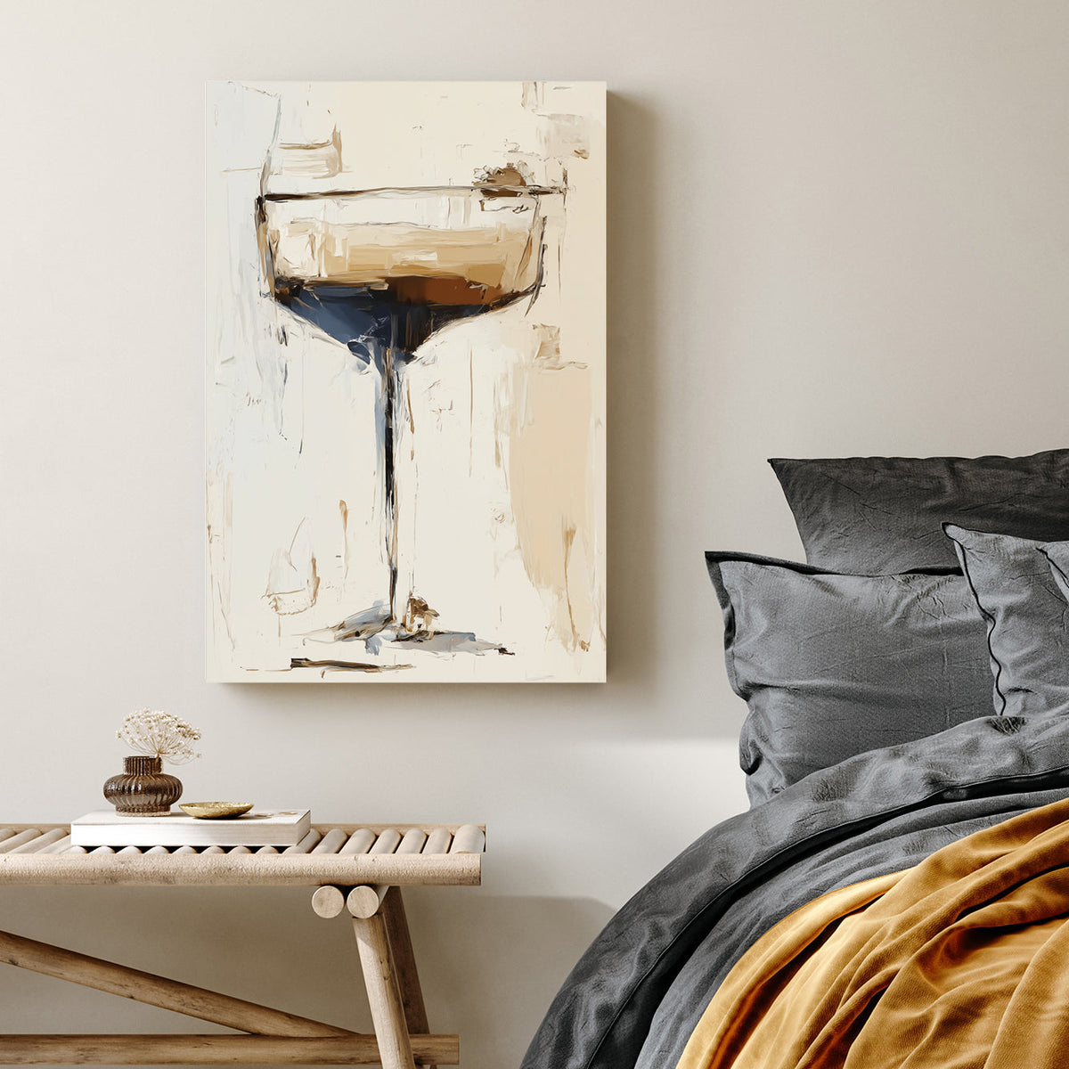 espresso martini wall art with abstract brushstrokes