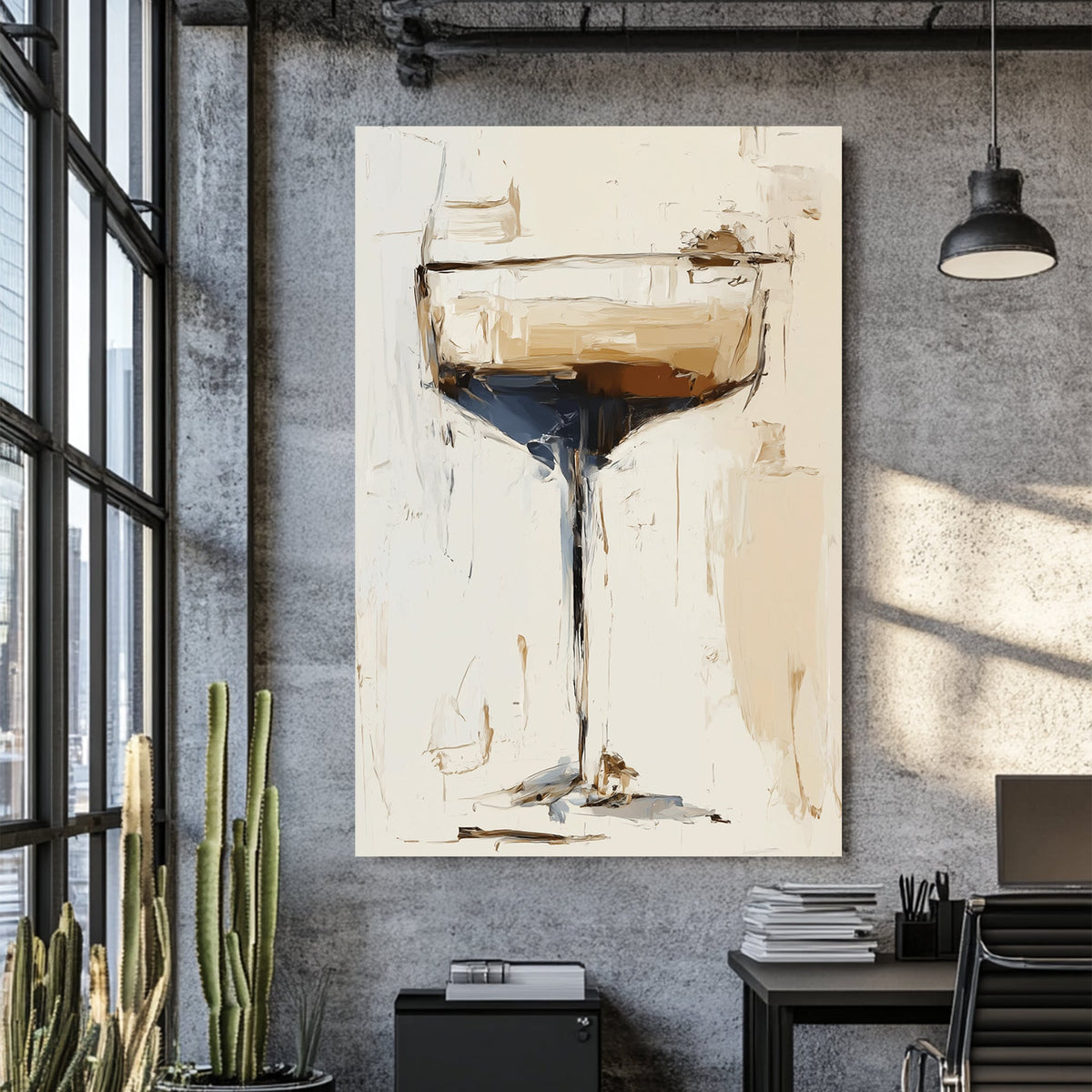 espresso martini wall art with abstract brushstrokes