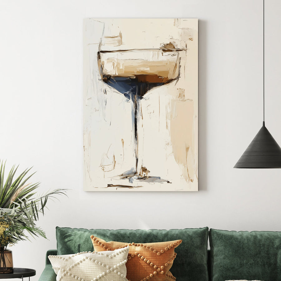 espresso martini wall art with abstract brushstrokes