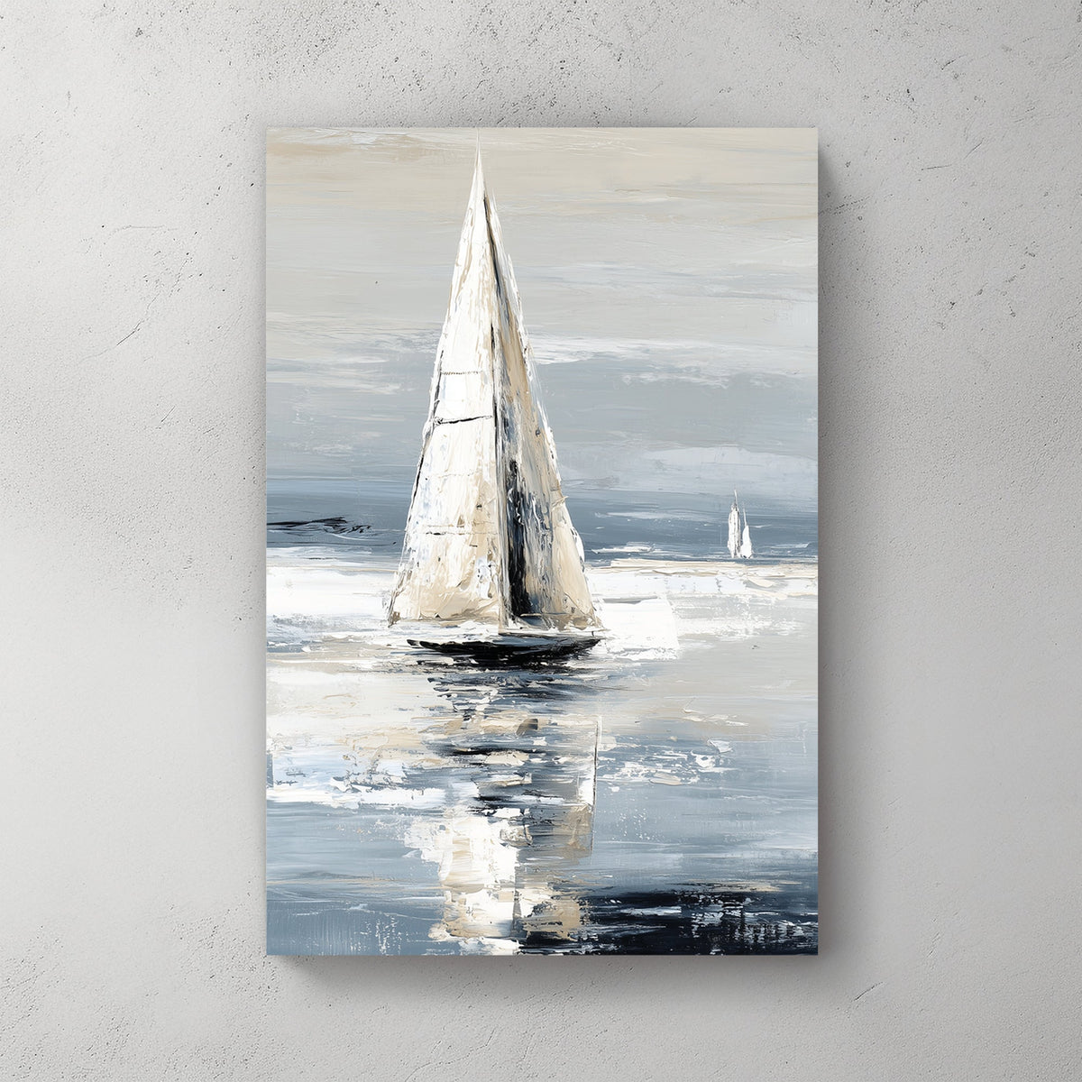 Minimalist sailboat wall art in soft neutral tones