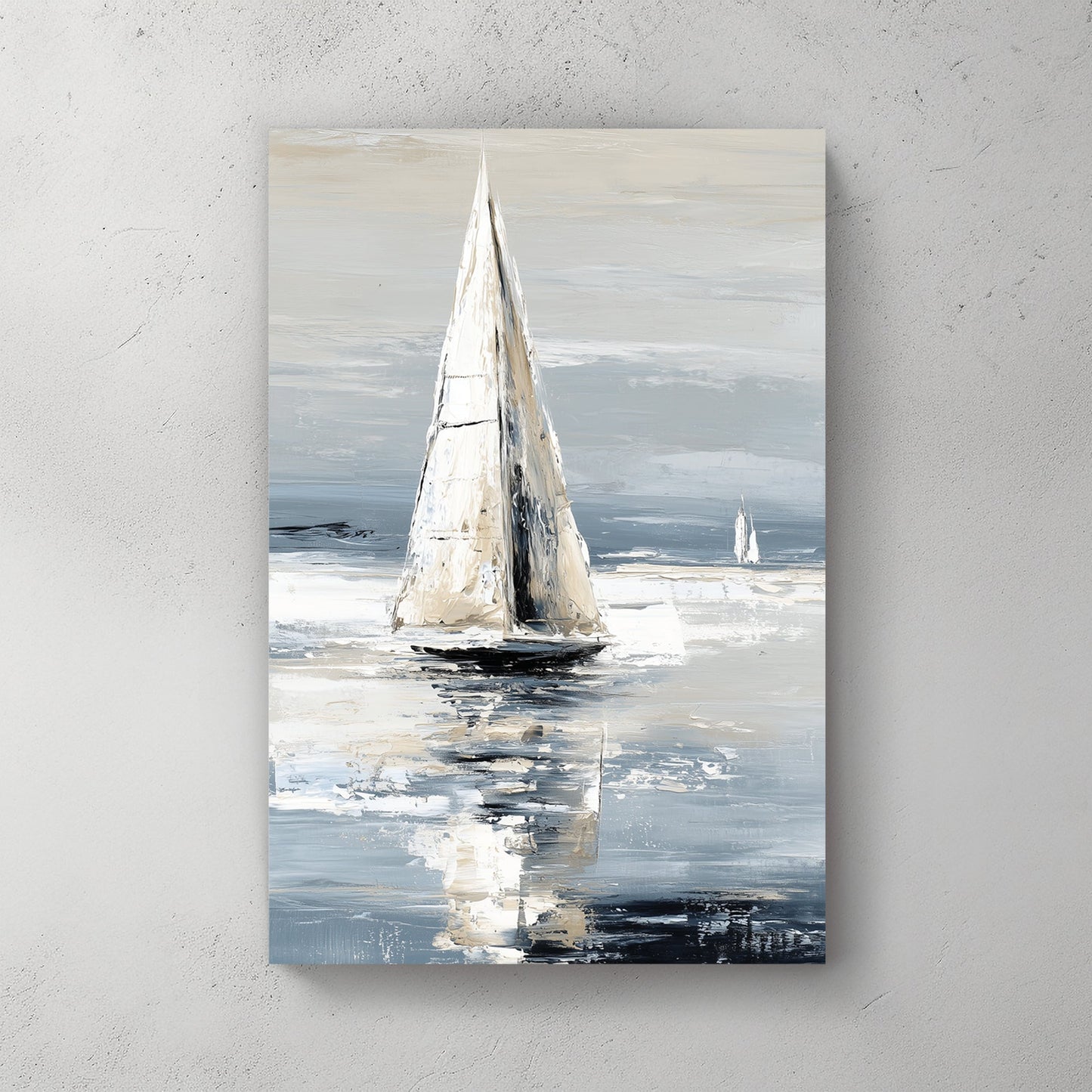 Minimalist sailboat wall art in soft neutral tones