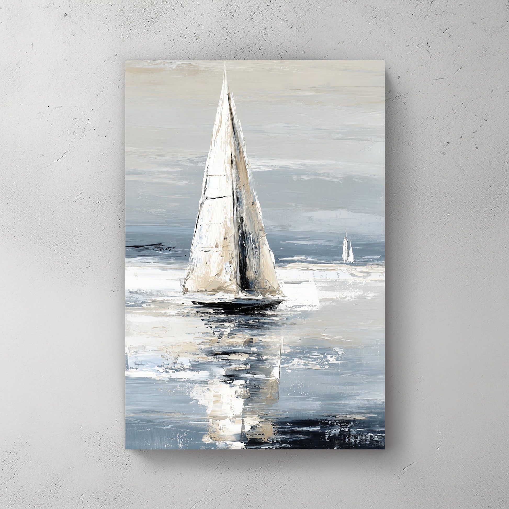 Minimalist sailboat wall art in soft neutral tones