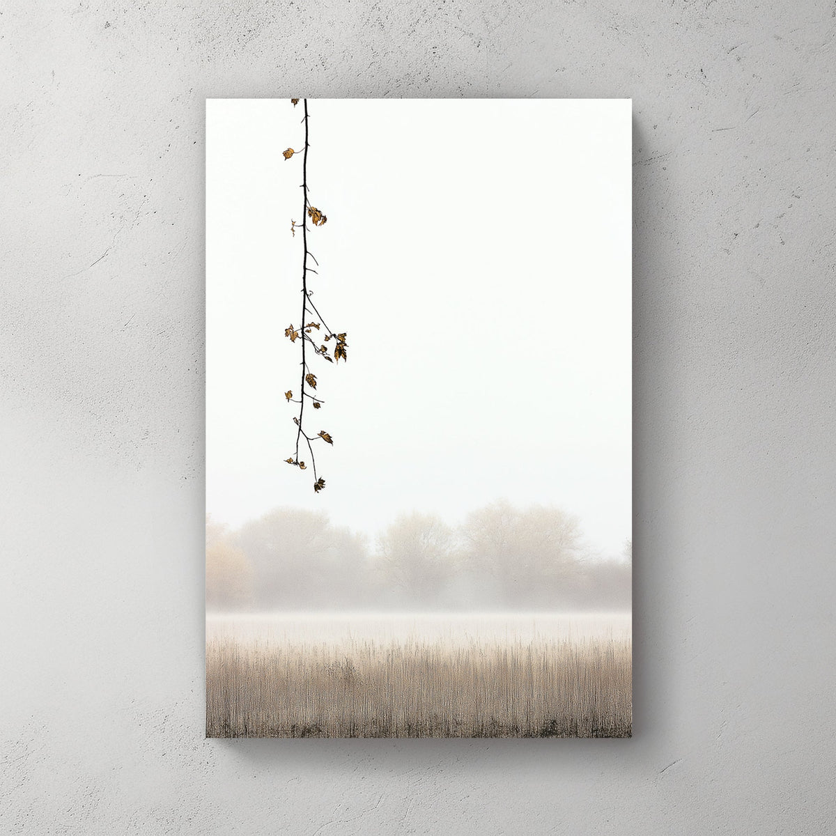 foggy field with hanging branch minimalist wall art